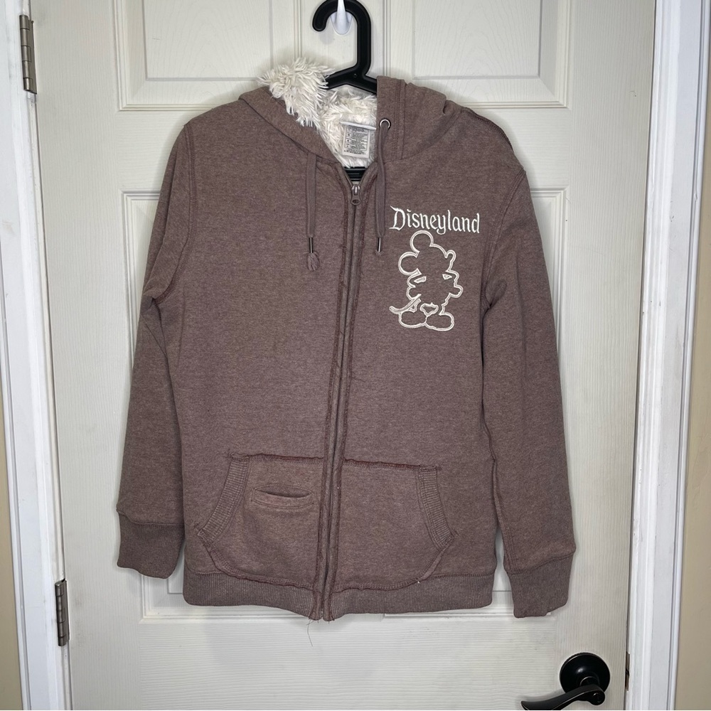 Disney Parks Disneyland 55th Anniversary Sherpa Lined Hoodie Jacket Womens Sz L